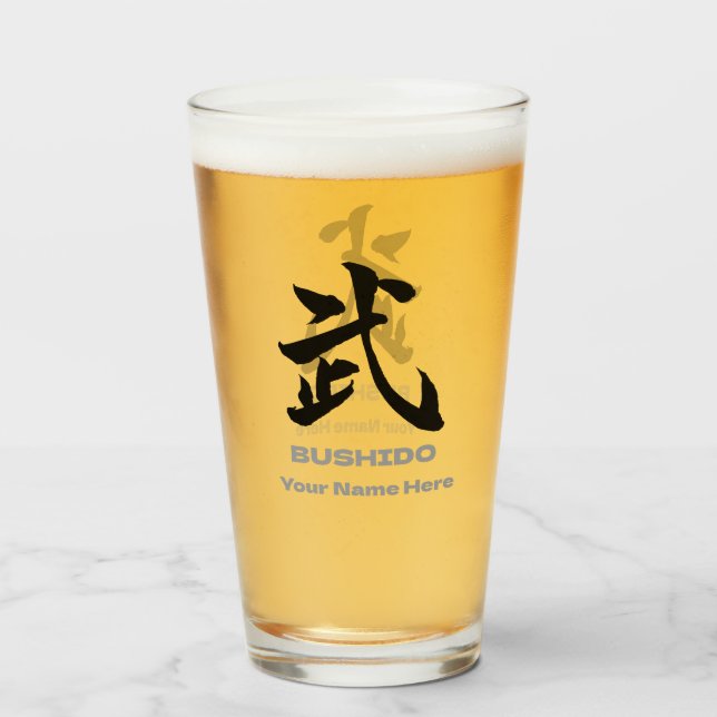 Personalized BUSHIDO 武 Kanji Beer Mug Glaskopp (Baksida fylld)