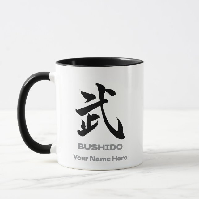 Personalized BUSHIDO 武 Kanji Samurai Spirit Mug Mugg (Vänster)