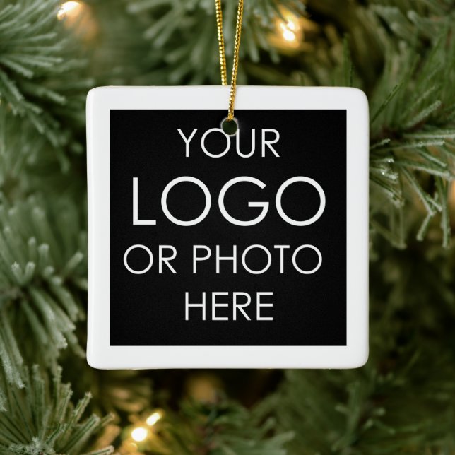 Personalized Business Custom Square Logo Christmas Julgransprydnad Keramik (Träd)