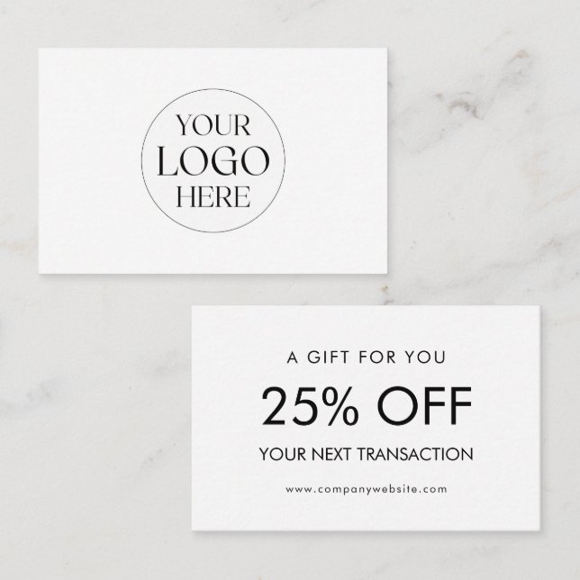 Personalized Business Logo Simple Discount Card Visitkort (Fram/baksida)
