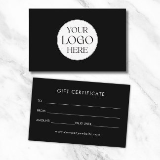 Personalized Business Logo Simple Gift Certificate Visitkort