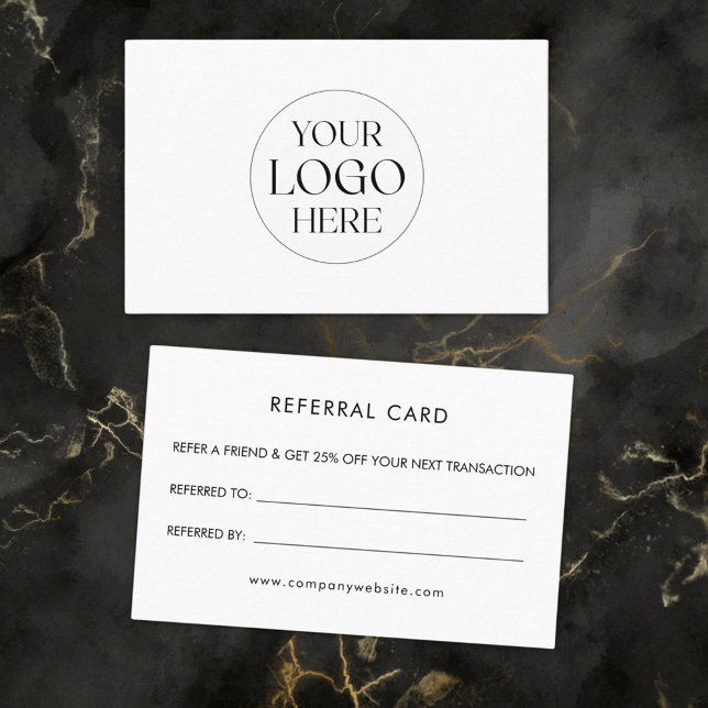 Personalized Business Logo Simple Referral Card Visitkort (Front and Back)