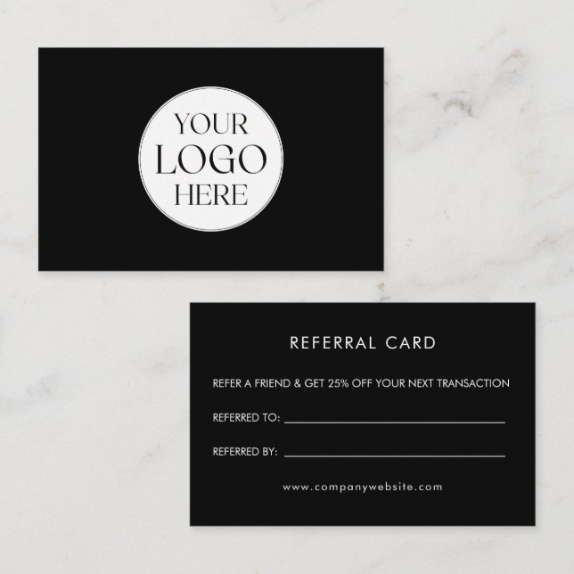 Personalized Business Logo Simple Referral Card Visitkort (Fram/baksida)