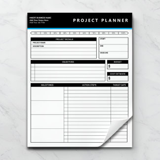 Personalized Business Project Planner Notepad Anteckningsblock