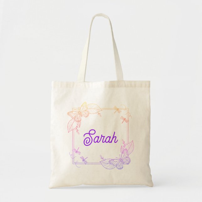 Personalized butterfly tote tygkasse (Framsidan)