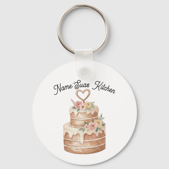 personalized Cake Keychain  Custom Name Baker Gift Nyckelring (Framsida)
