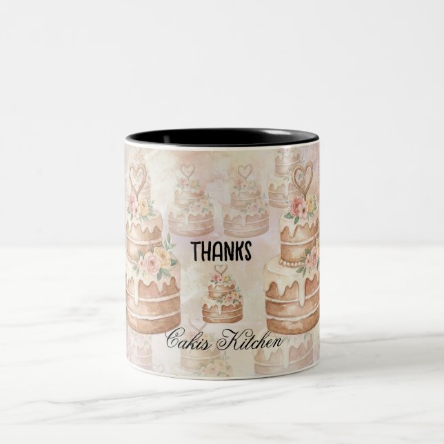 personalized Cake Mug - Custom Name Baker Gift Två-Tonad Mugg (Center)