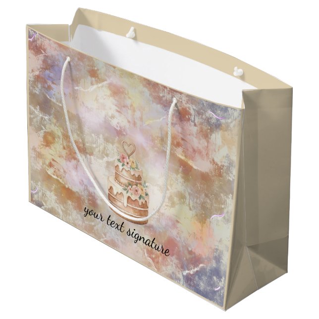 Personalized Cake Shop Gift Bag - Pink & Beige Bak (Baksidan Vinklad)