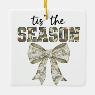 Personalized Camo "Tis the Season" Photo Julgransprydnad Keramik