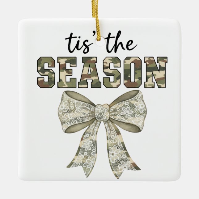Personalized Camo "Tis the Season" Photo Julgransprydnad Keramik (Framsida)