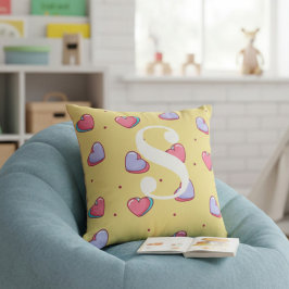 Personalized Candy Heart Pink and Yellow  Kudde