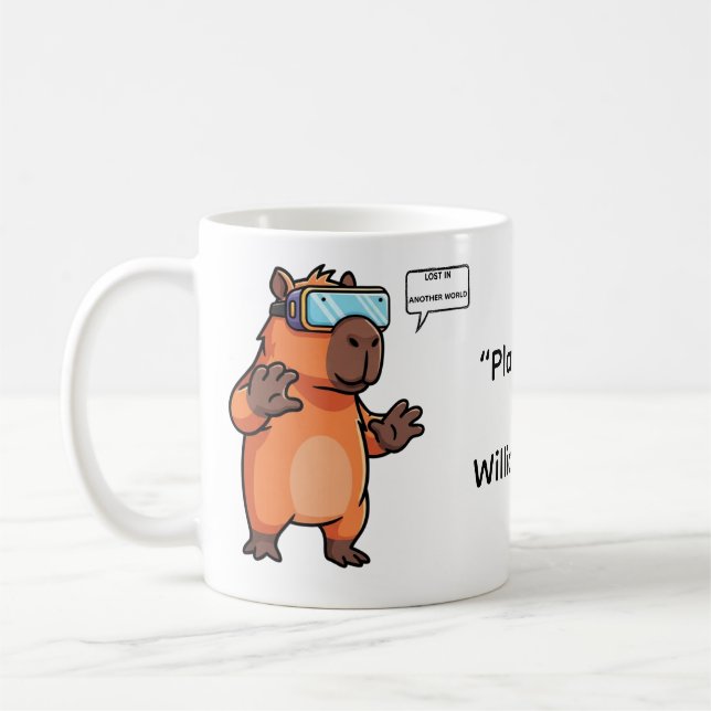  Personalized Capybara Gamer Coffee Cup Kaffemugg (Vänster)
