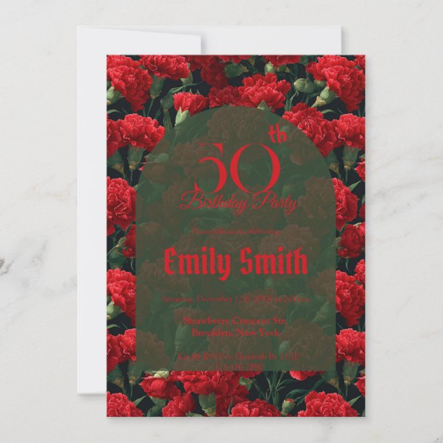 Personalized Carnation Floral Milestone Birthday Inbjudningar (Framsida)
