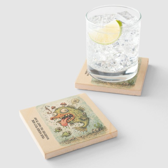 Personalized cartoon artwork weired fish Fun art Stenunderlägg (Sidan)