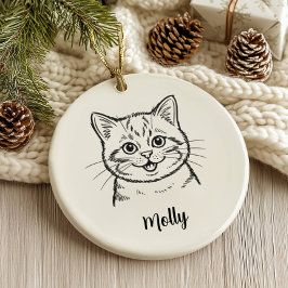 Personalized Cat Christmas Julgransprydnad Keramik