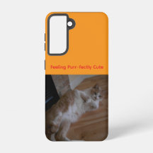 Personalized Cat Galaxy Case – Orange, Cute Quote
