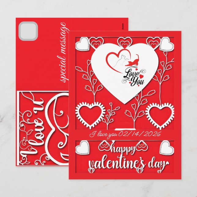 Personalized Cat Gifts for Valentines Day Love Helg Vykort (Fram/baksida)