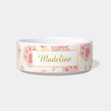 Personalized Cat Name Cat Paws Pastel Bowl Ceramic