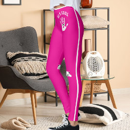 Personalized Cat Pet Hot Pink White Stripes Gift Leggings