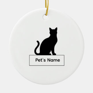 Personalized Cat Silhouette Christmas Pet Name Julgransprydnad Keramik