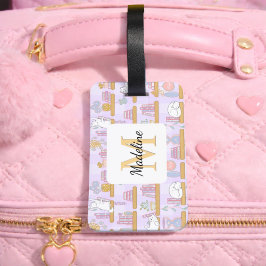 Personalized Cats in the Library Book Girl Purple Bagagebricka