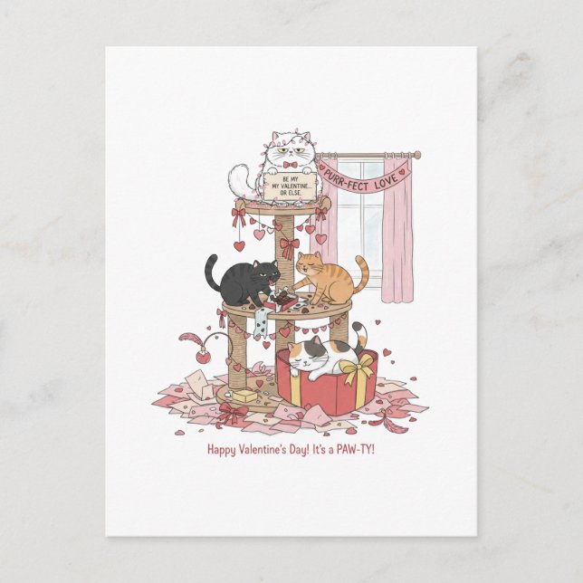 Personalized Cat's Meow Valentine's Day Postcard Vykort (Framsida)