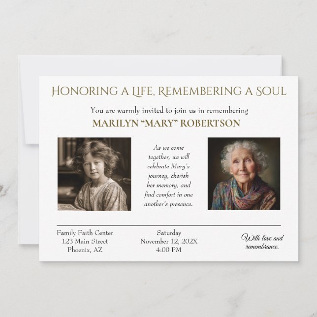 Personalized Celebration of Life Invitation Inbjudningar (Framsida)