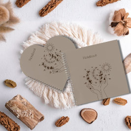 Personalized Celestial Floral Spiral Notebook