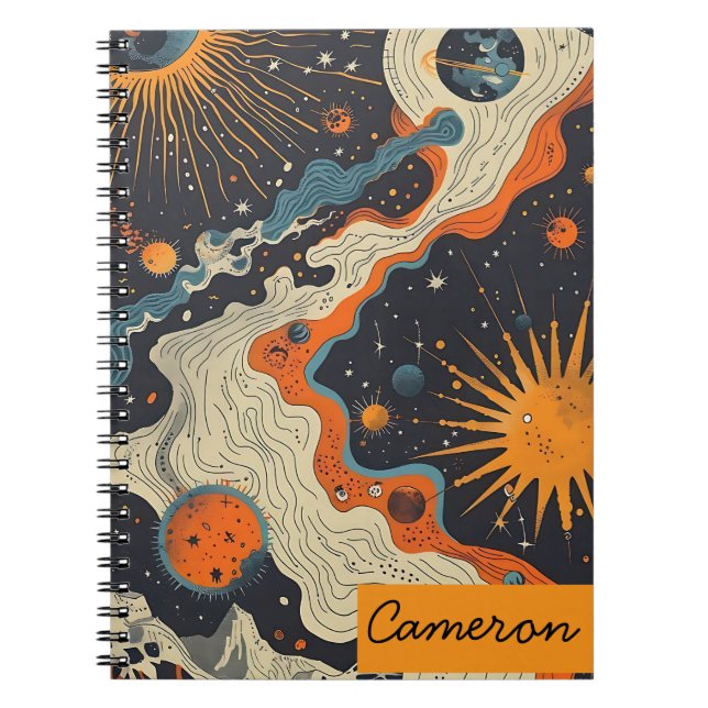 Personalized Celestial Notebook – Custom Name Anteckningsbok (Framsidan)