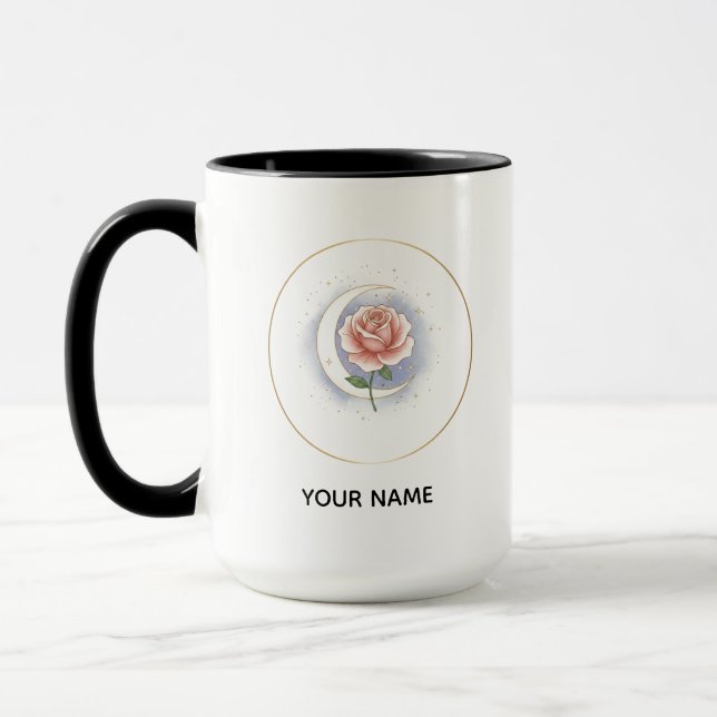 Personalized Celestial Rose & Moon Mug - Custom Na Mugg (Vänster)