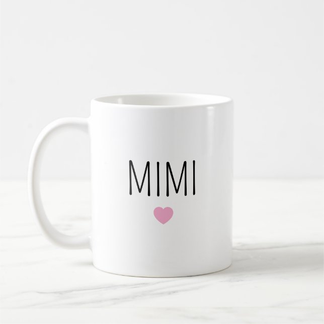 Personalized ceramic cute pink heart Mug for Mimi Kaffemugg (Vänster)