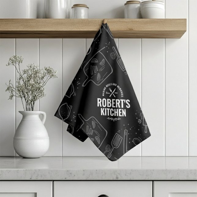 Personalized Chalkboard Doodle Kitchen Towel | Cus Kökshandduk (Skapare uppladdad)