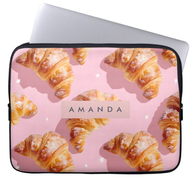 Personalized Charming Croissant Delight Laptop Fodral (Framsidan)