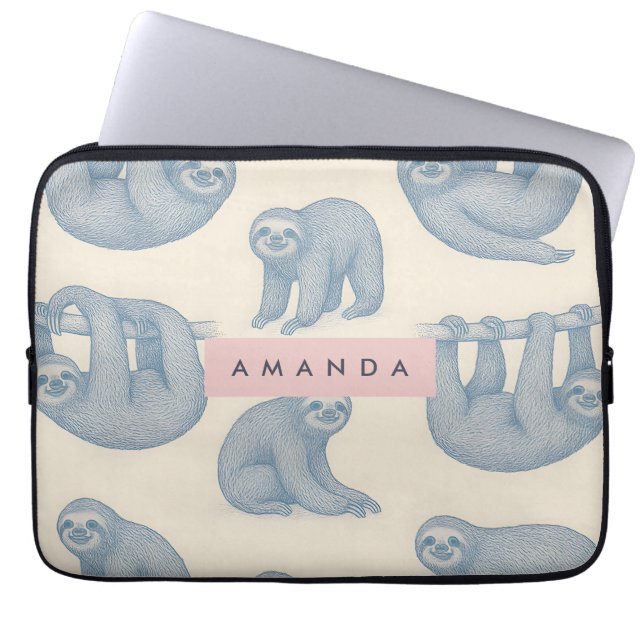 Personalized Charming Elegant Blue Sloth Pattern Laptop Fodral (Framsidan)