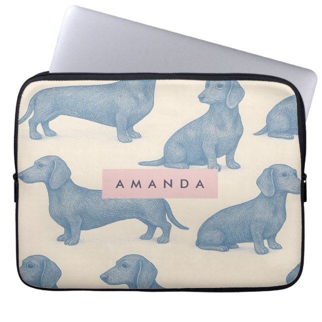 Personalized Charming Elegant Dachshund Pattern Laptop Fodral (Framsidan)