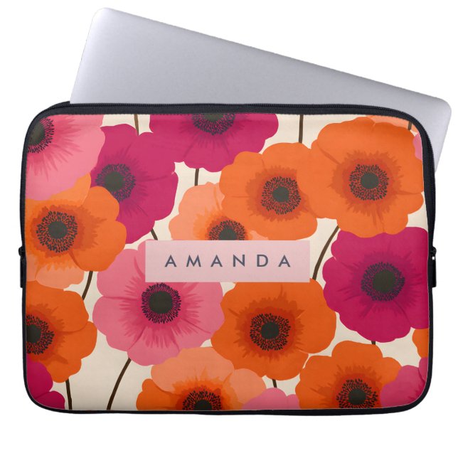 Personalized Cheerful Orange Pink Flower Laptop Fodral (Framsidan)