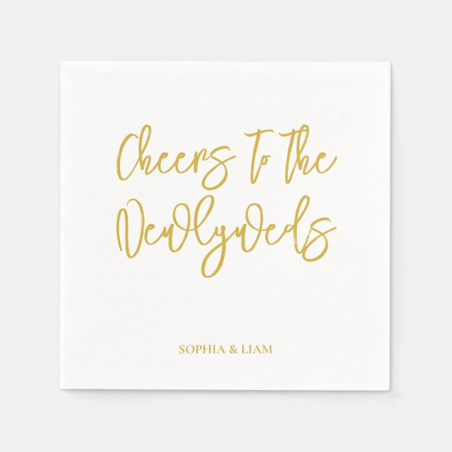 Personalized Cheers Wedding Rustic Hand lettering Pappersservett (Framsidan)