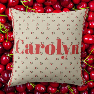 Personalized Cherry Throw Pillow with Custom Name Kudde