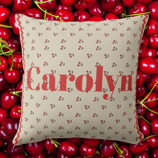 Personalized Cherry Throw Pillow with Custom Name Kudde (Skapare uppladdad)