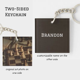 Personalized Chess Board Photo Minimal Men's Name