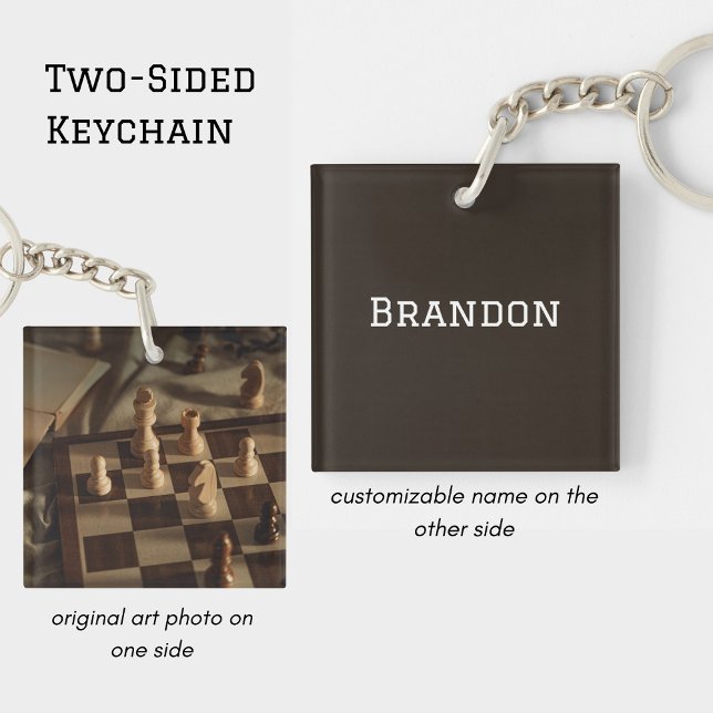 Personalized Chess Board Photo Minimal Men's Name (Skapare uppladdad)
