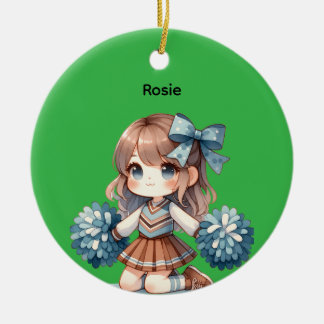 Personalized Chibi Cheerleader Christmas Ornament