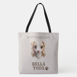 Personalized Chibi Dog & Owner Name Tote Tygkasse
