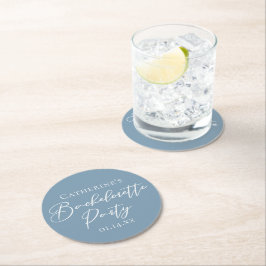 Personalized Chic Dusty Blue Bachelorette Party Underlägg Papper Rund