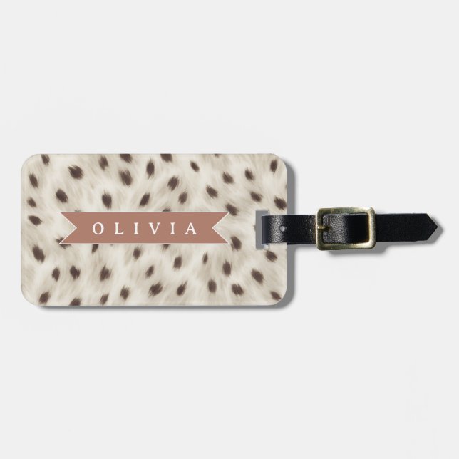 Personalized Chic Neutral Leopard Animal Print Bagagebricka (Horisontell Framsida)