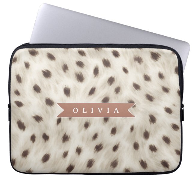 Personalized Chic Neutral Leopard Animal Print Laptop Fodral (Framsidan)