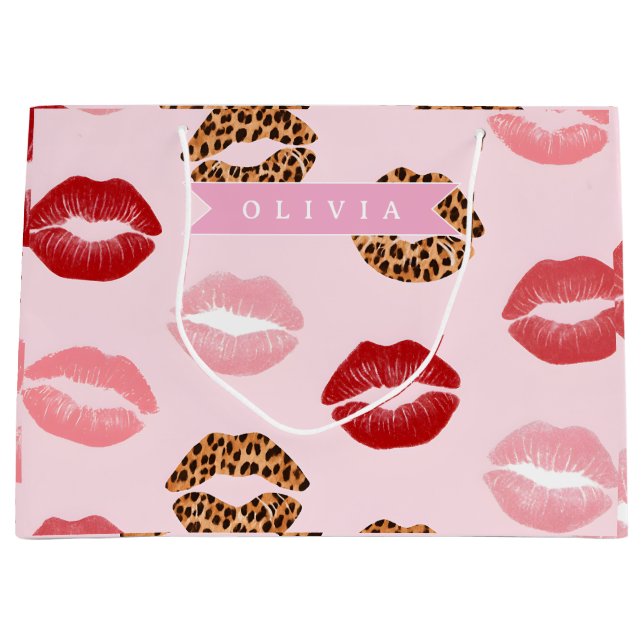 Personalized Chic Pink Leopart Print Lip Pattern (Framsidan)