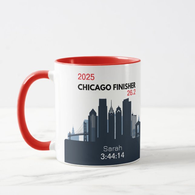Personalized Chicago Marathon Gift For Marathoner Mugg (Vänster)