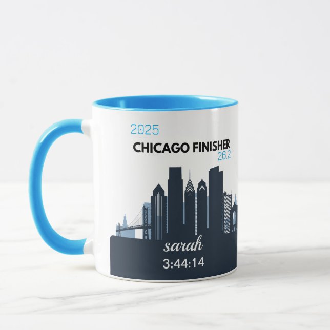 Personalized Chicago Marathon Gift For Marathoner Mugg (Vänster)