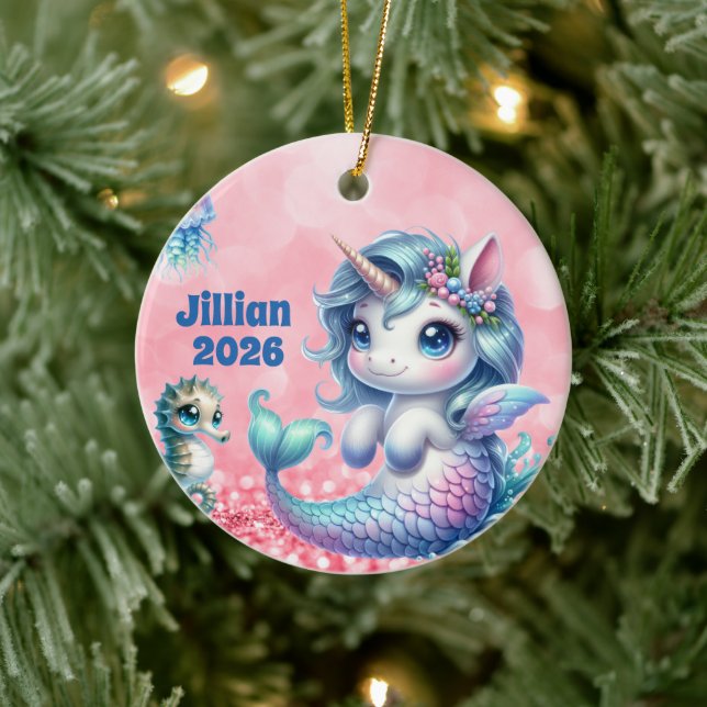 Personalized Child Name Unicorn Ornament (Träd)